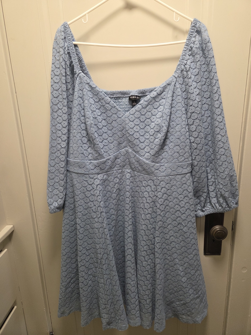Torrid Mountain Spring Blue Lace Sweetheart Neck Boho Midi Dress Size 2X NWT